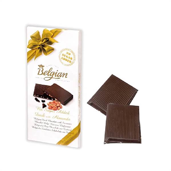 Belgian Dark With Almonds(No Added Sugar) Chocolate Bar Imported